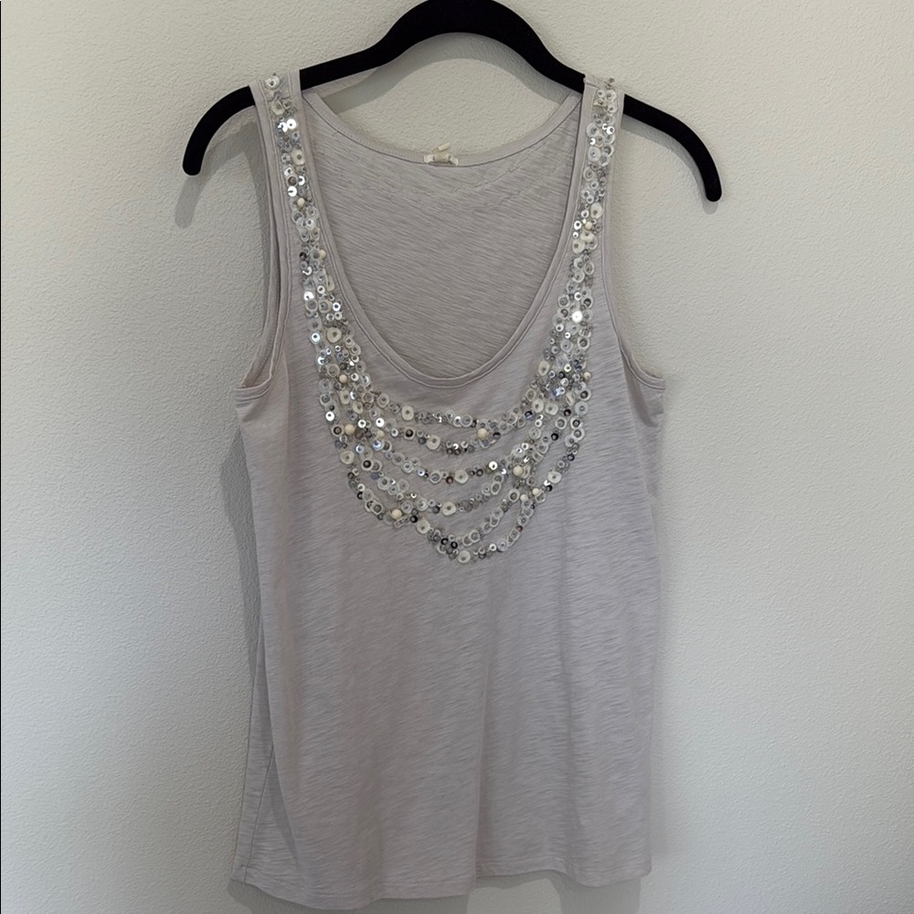 Embellished Light Grey Tank Top